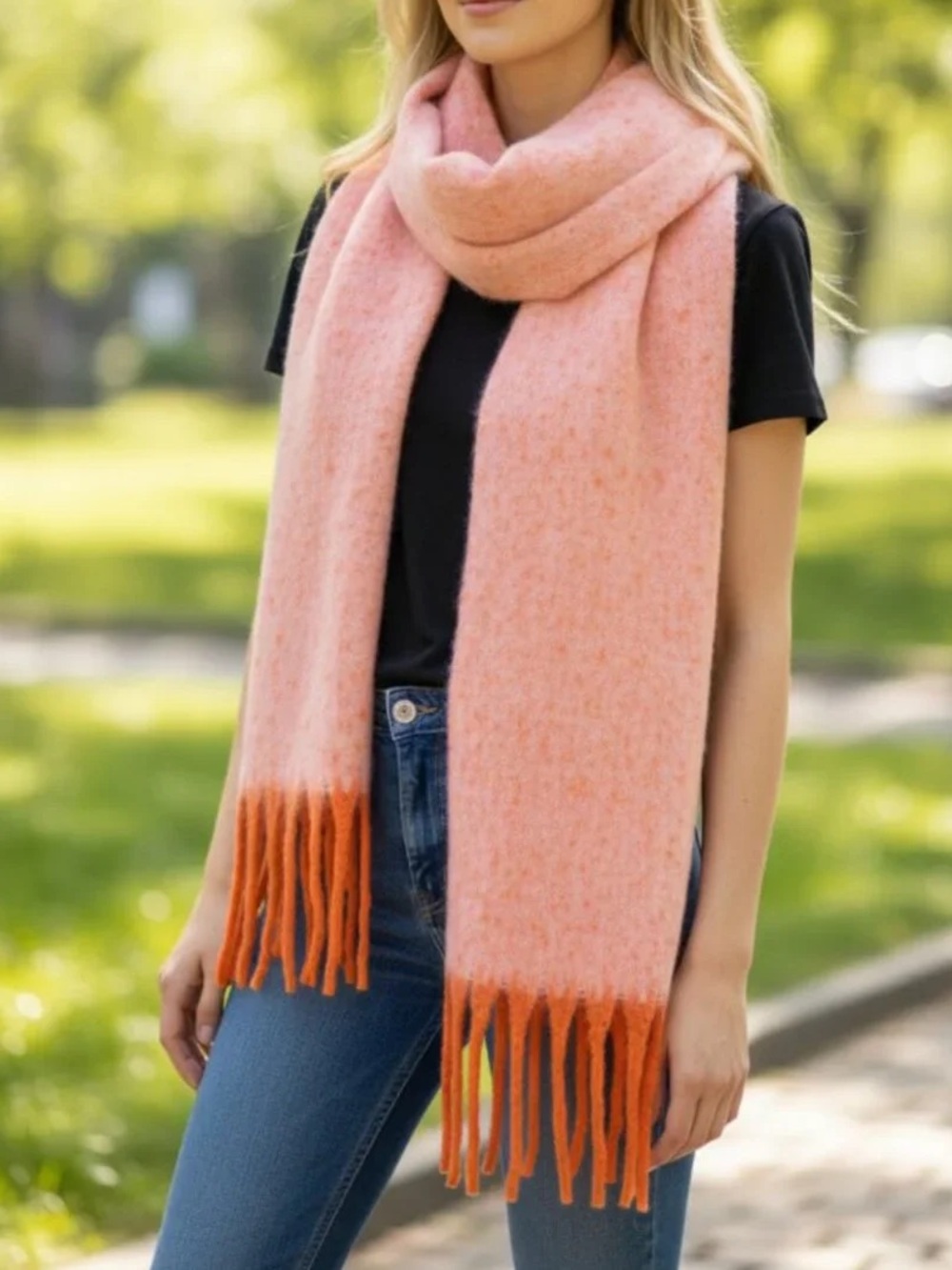 Free People Winter Chill Blanket Scarf with fringes